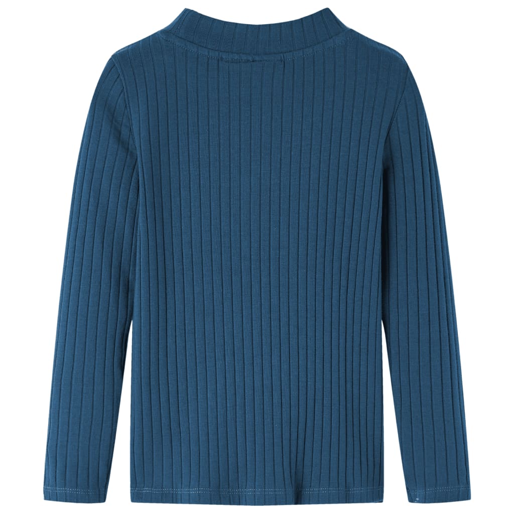 Kindershirt met lange mouwen geribd 128 marineblauw is nu te koop bij PeponiXL, paradijselijk wonen!