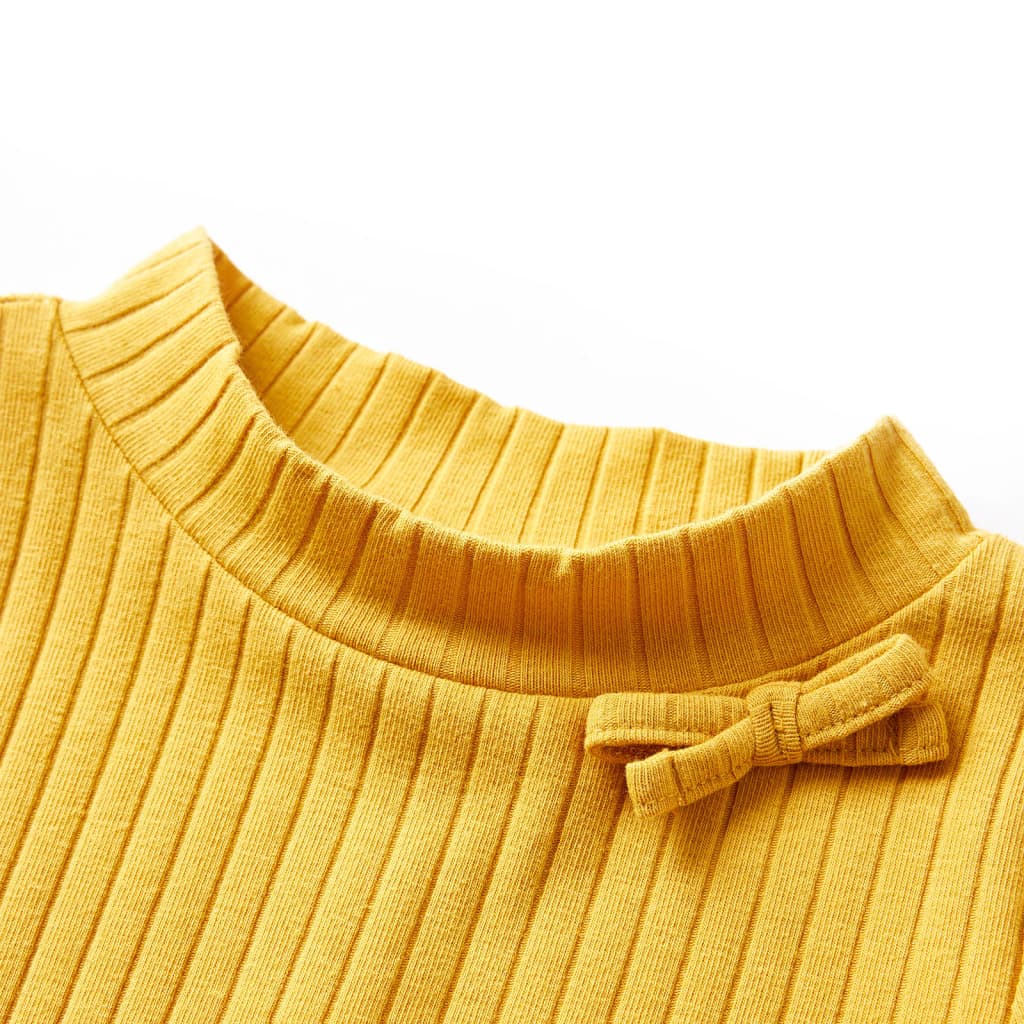 Kindershirt met lange mouwen geribd 92 donker okerkleurig is nu te koop bij PeponiXL, paradijselijk wonen!