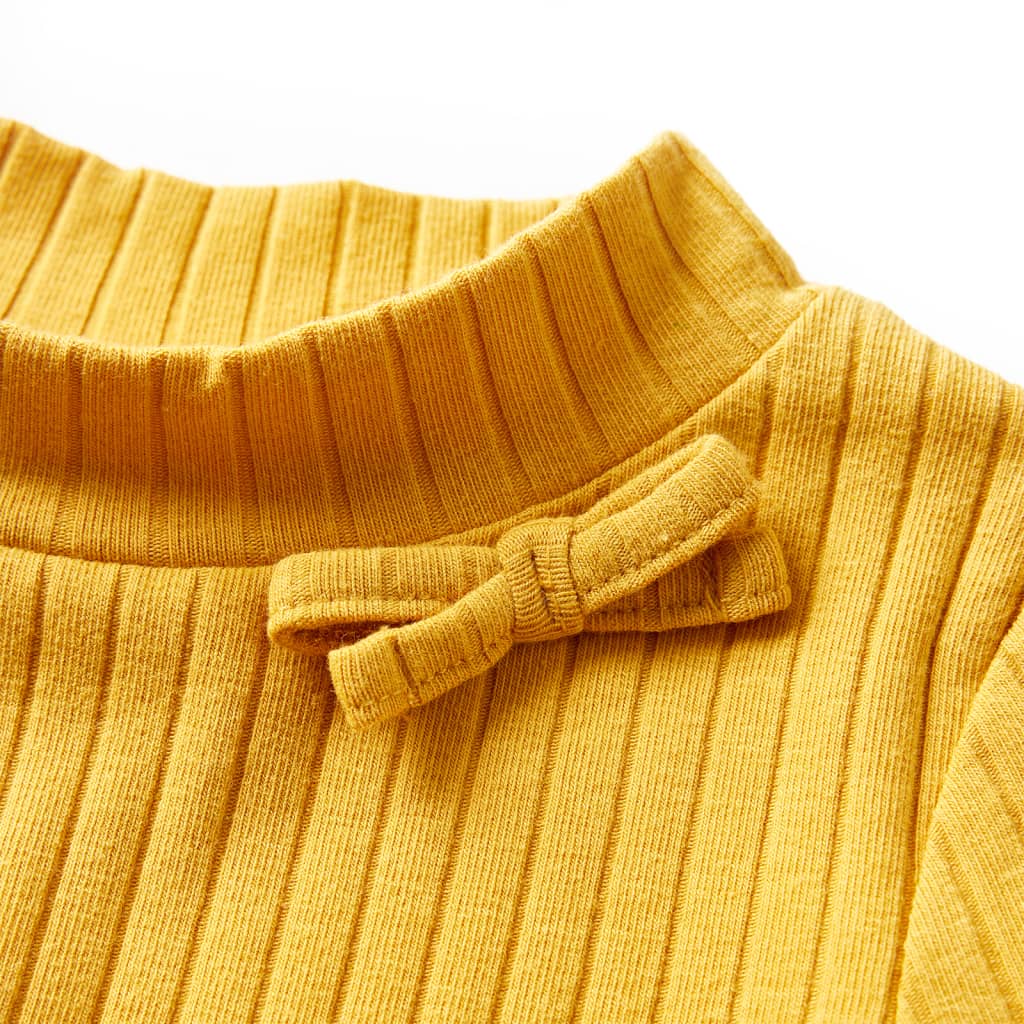 Kindershirt met lange mouwen geribd 92 donker okerkleurig is nu te koop bij PeponiXL, paradijselijk wonen!