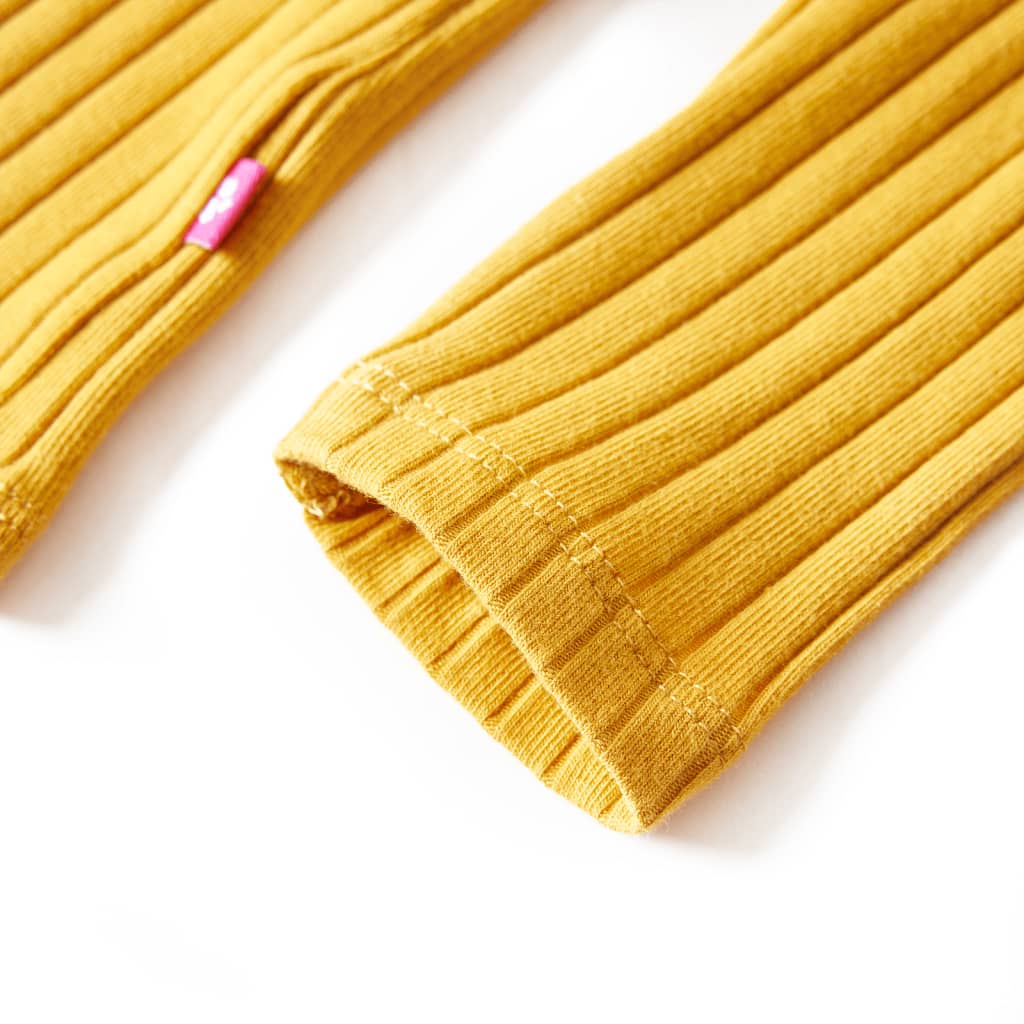 Kindershirt met lange mouwen geribd 116 donker okerkleurig is nu te koop bij PeponiXL, paradijselijk wonen!