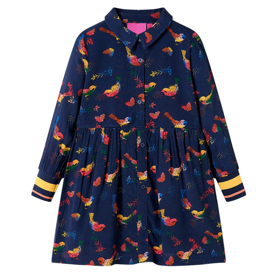Kinderjurk met lange mouwen 104 marineblauw is nu te koop bij PeponiXL, paradijselijk wonen!