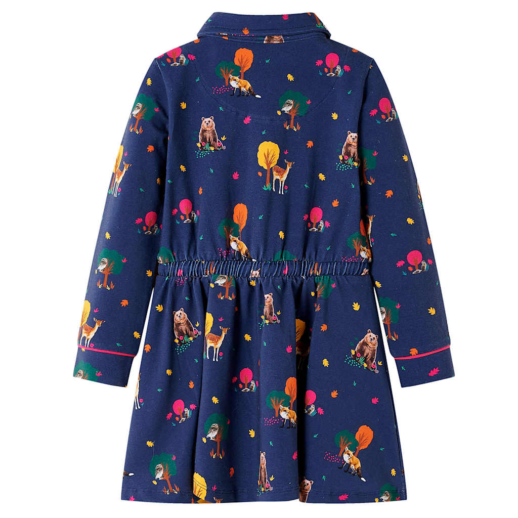 Kinderjurk lange mouwen en trekkoord 92 marineblauw is nu te koop bij PeponiXL, paradijselijk wonen!