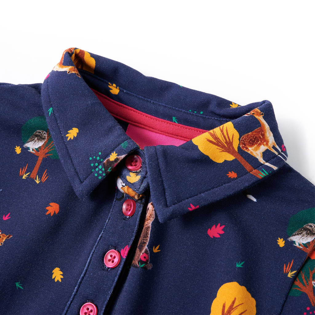 Kinderjurk lange mouwen en trekkoord 116 marineblauw is nu te koop bij PeponiXL, paradijselijk wonen!