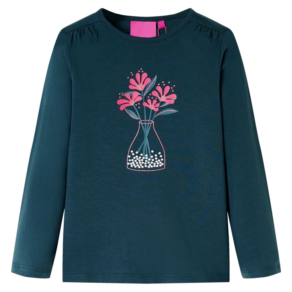 Kindershirt met lange mouwen 104 donkergroen is nu te koop bij PeponiXL, paradijselijk wonen!
