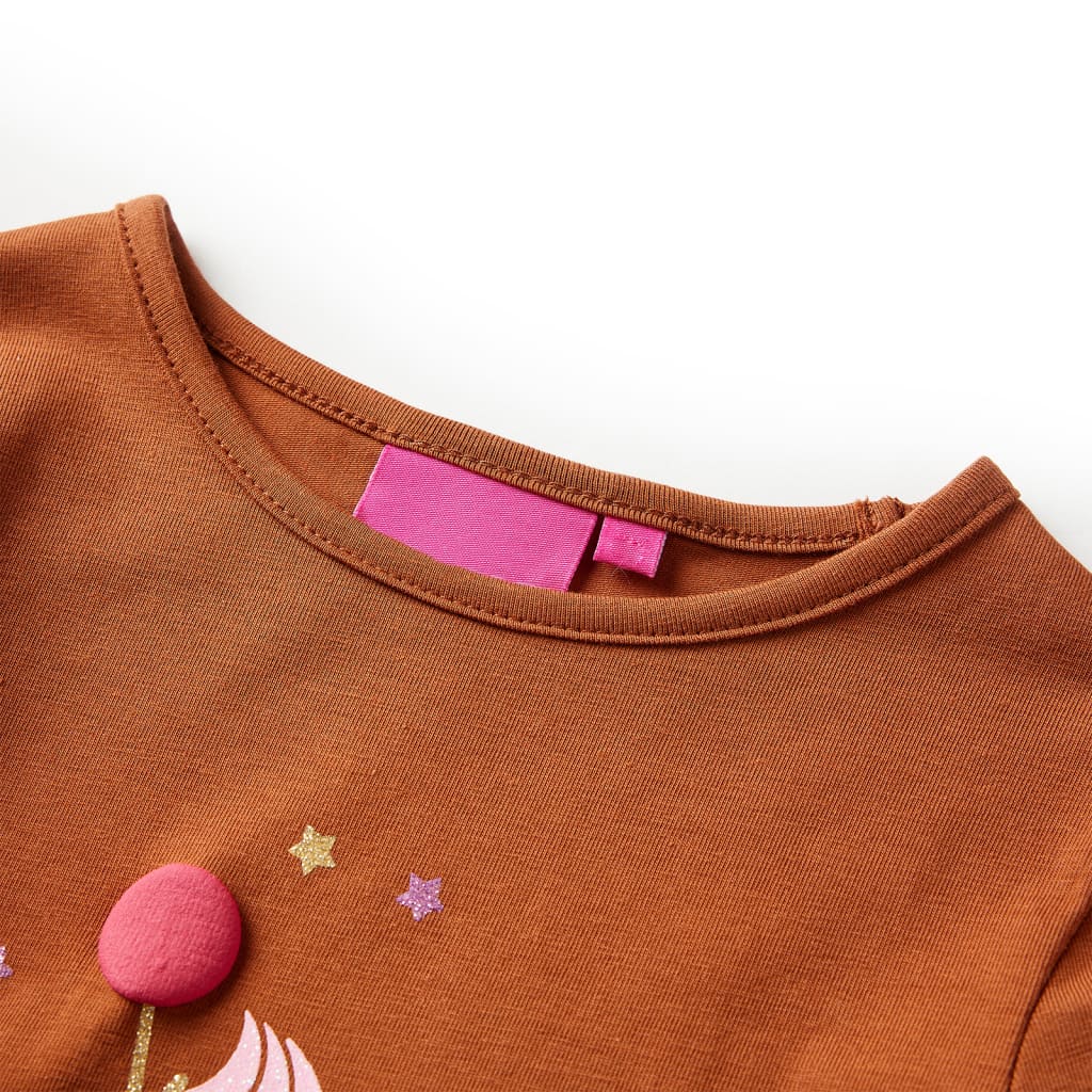 Kindershirt met lange mouwen 92 cognackleurig is nu te koop bij PeponiXL, paradijselijk wonen!