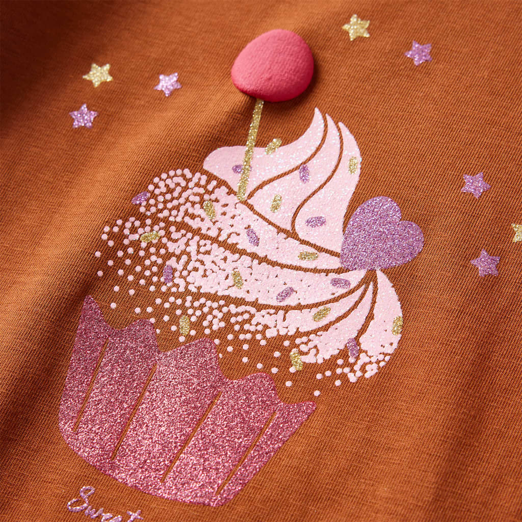 Kindershirt met lange mouwen 104 cognackleurig is nu te koop bij PeponiXL, paradijselijk wonen!