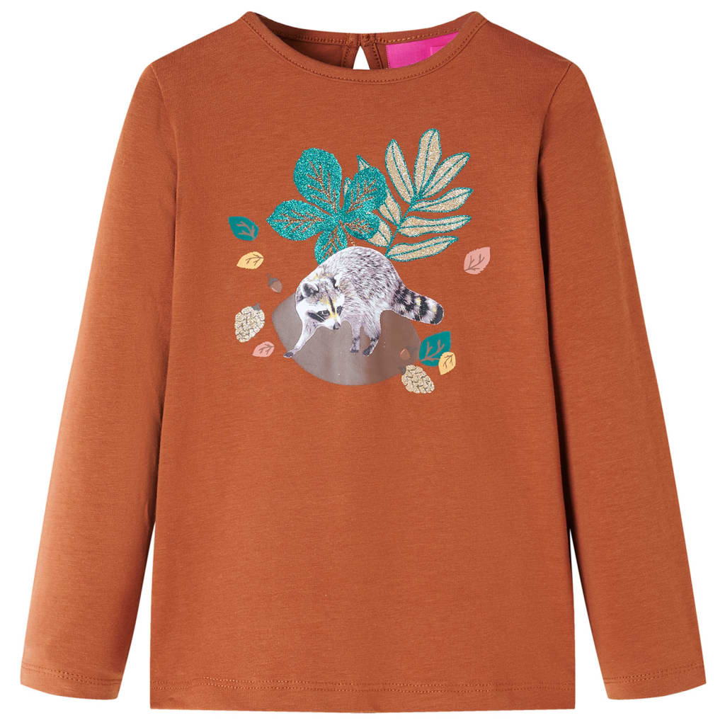 Kindershirt met lange mouwen 140 cognackleurig is nu te koop bij PeponiXL, paradijselijk wonen!