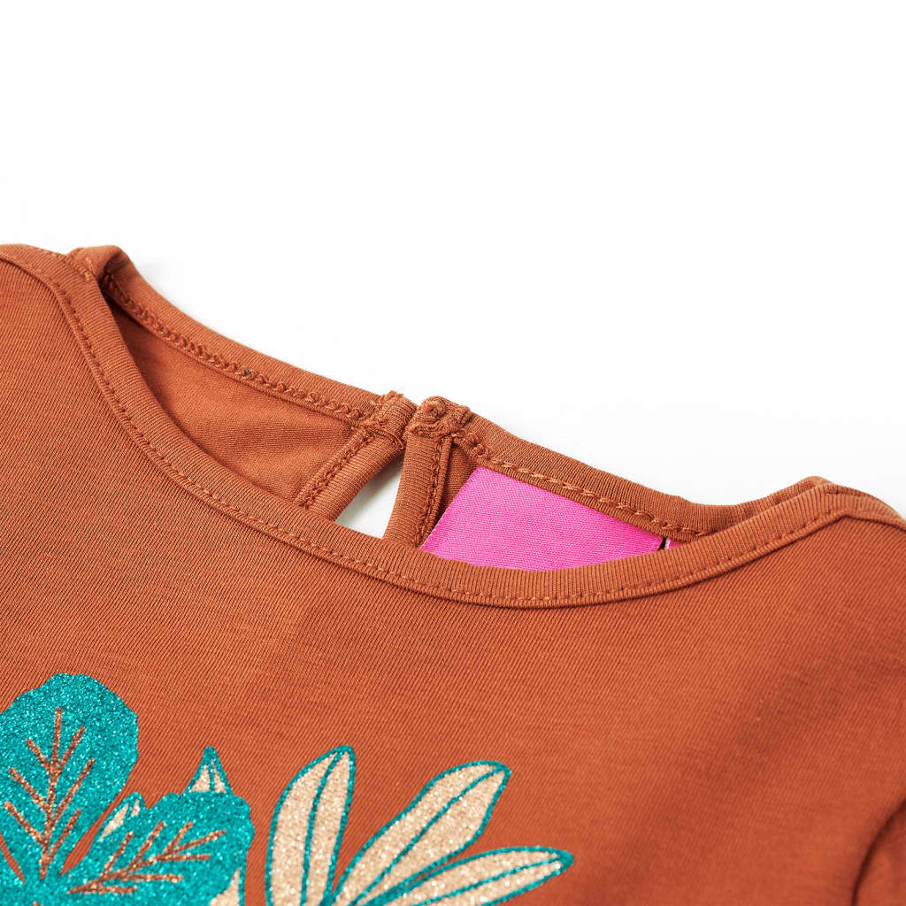 Kindershirt met lange mouwen 140 cognackleurig is nu te koop bij PeponiXL, paradijselijk wonen!