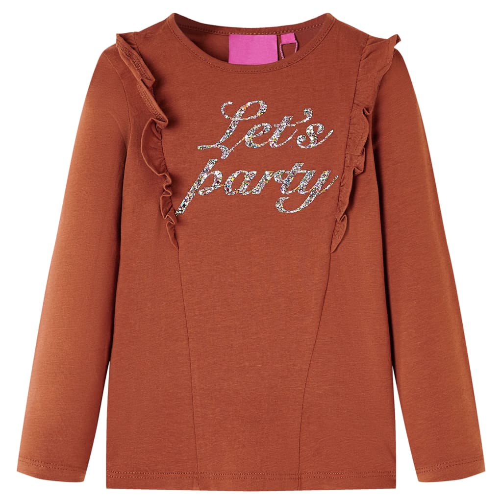 Kindershirt met lange mouwen 128 cognackleurig is nu te koop bij PeponiXL, paradijselijk wonen!