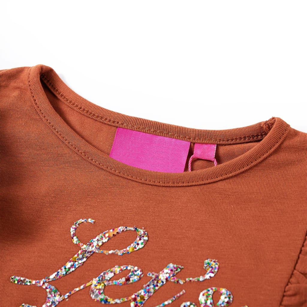 Kindershirt met lange mouwen 128 cognackleurig is nu te koop bij PeponiXL, paradijselijk wonen!