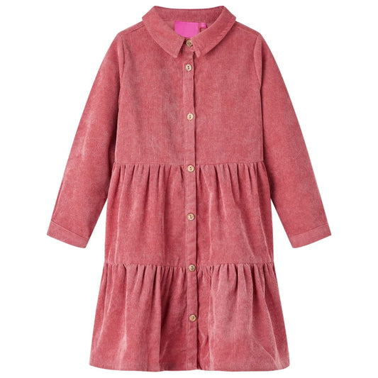 Kinderjurk met lange mouwen ribfluweel 92 oudroze is nu te koop bij PeponiXL, paradijselijk wonen!