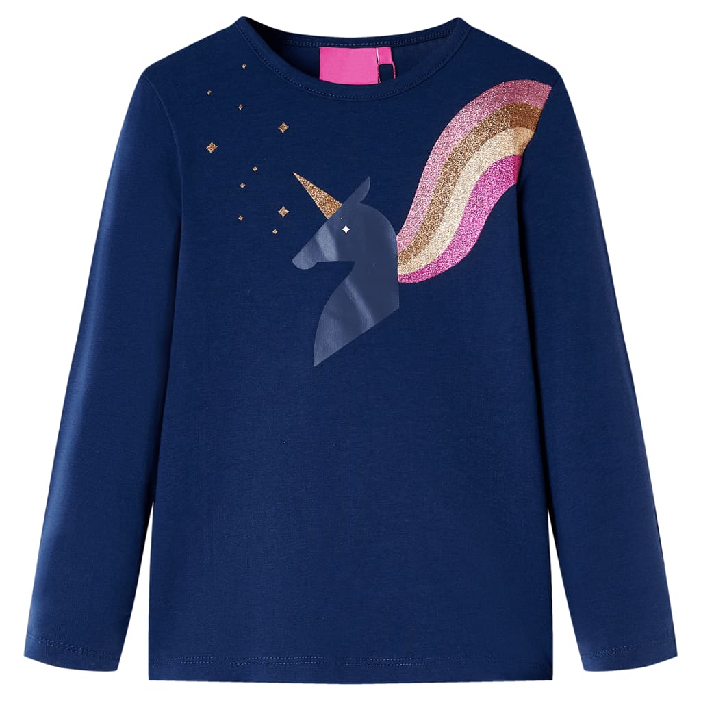 Kindershirt met lange mouwen 128 marineblauw is nu te koop bij PeponiXL, paradijselijk wonen!