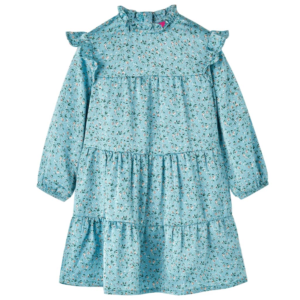 Kinderjurk met lange mouwen 128 blauw is nu te koop bij PeponiXL, paradijselijk wonen!
