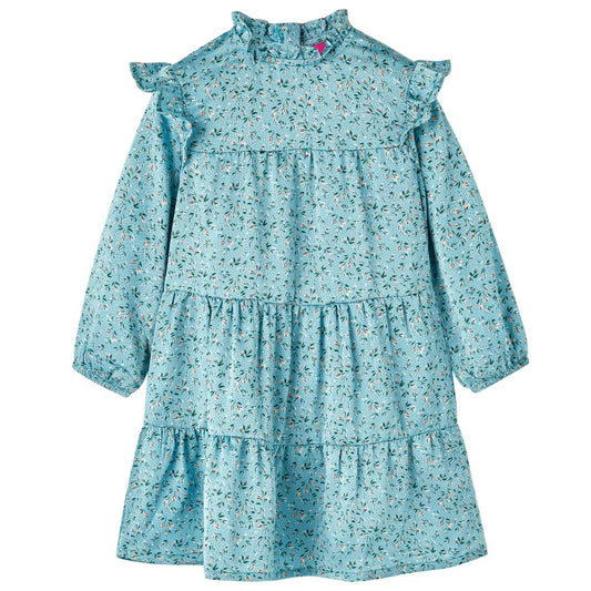 Kinderjurk met lange mouwen 128 blauw is nu te koop bij PeponiXL, paradijselijk wonen!