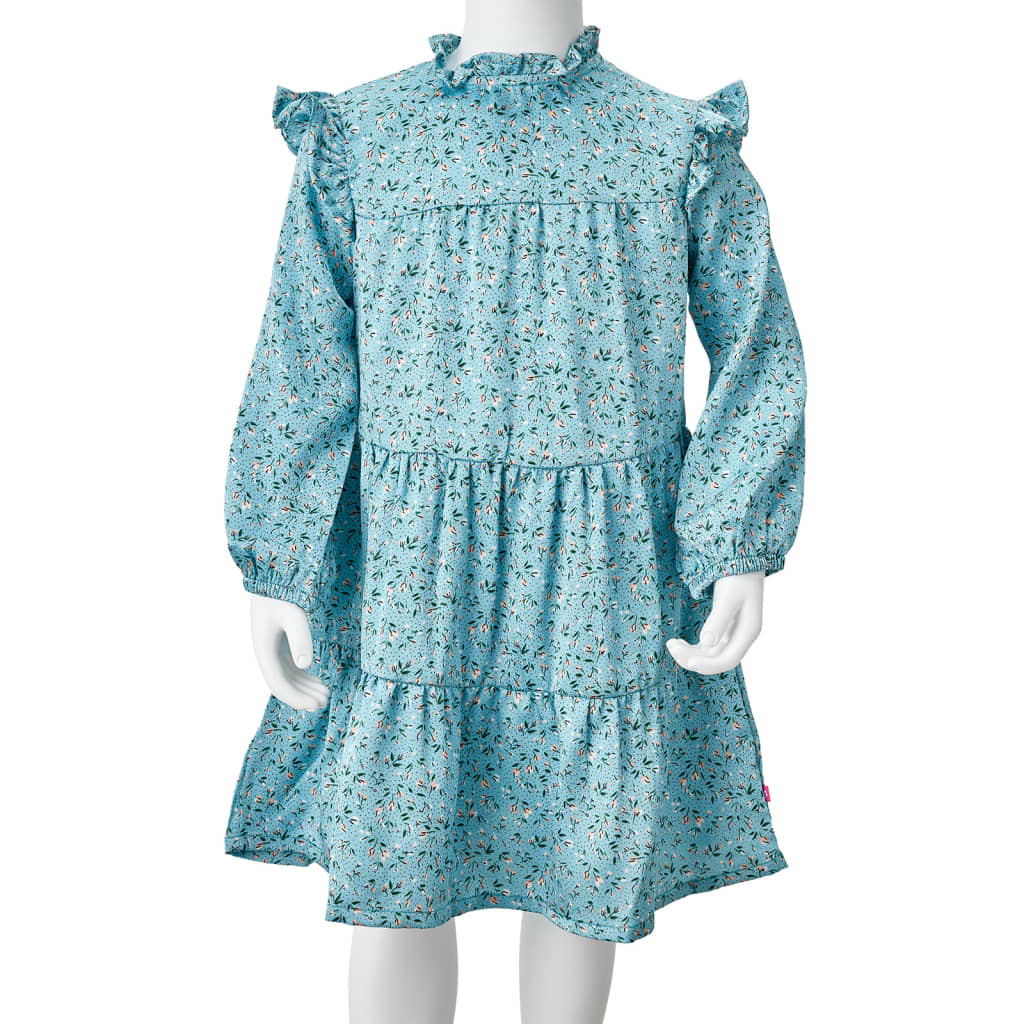 Kinderjurk met lange mouwen 128 blauw is nu te koop bij PeponiXL, paradijselijk wonen!