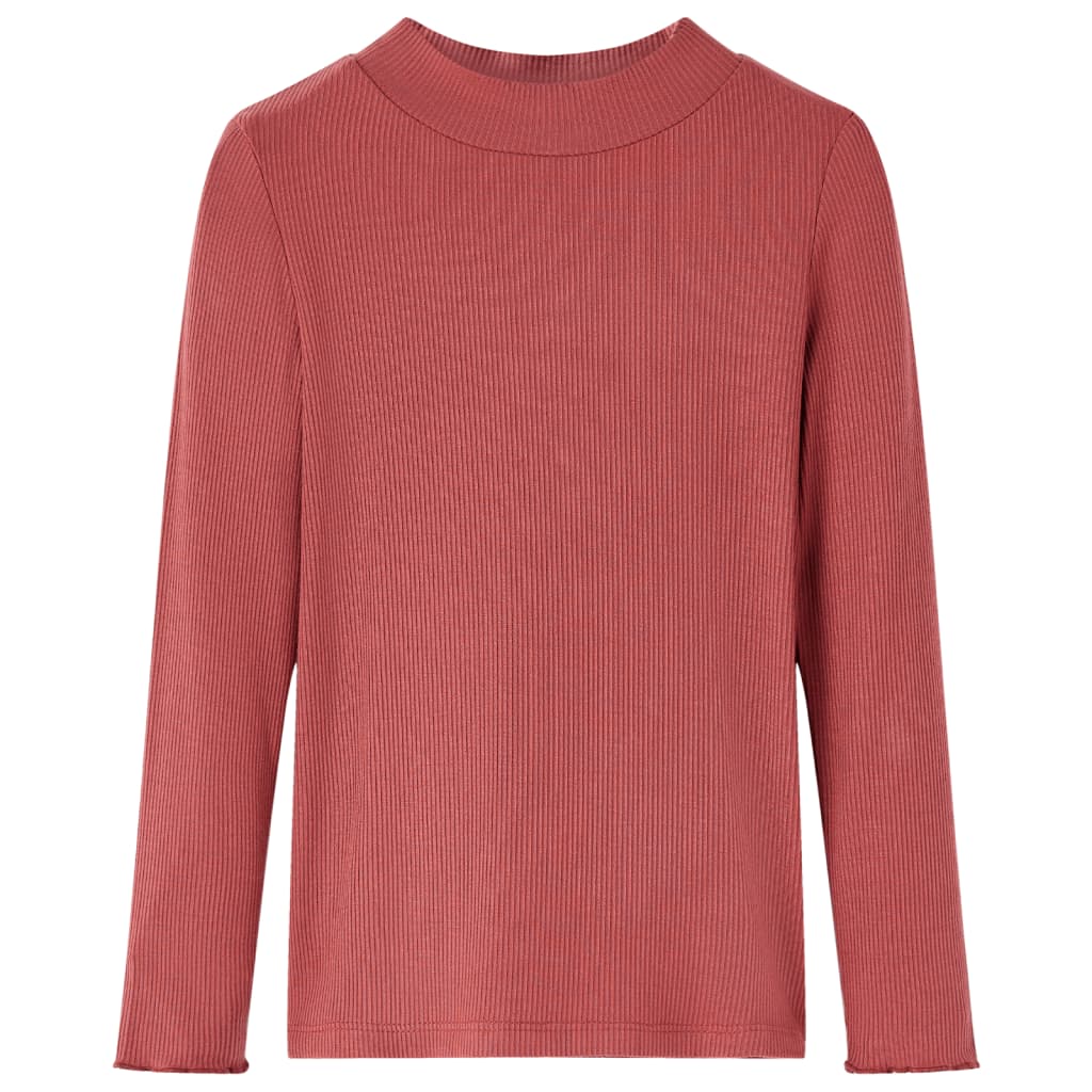 Kindershirt met lange mouwen en lage col 104 roodbruin is nu te koop bij PeponiXL, paradijselijk wonen!