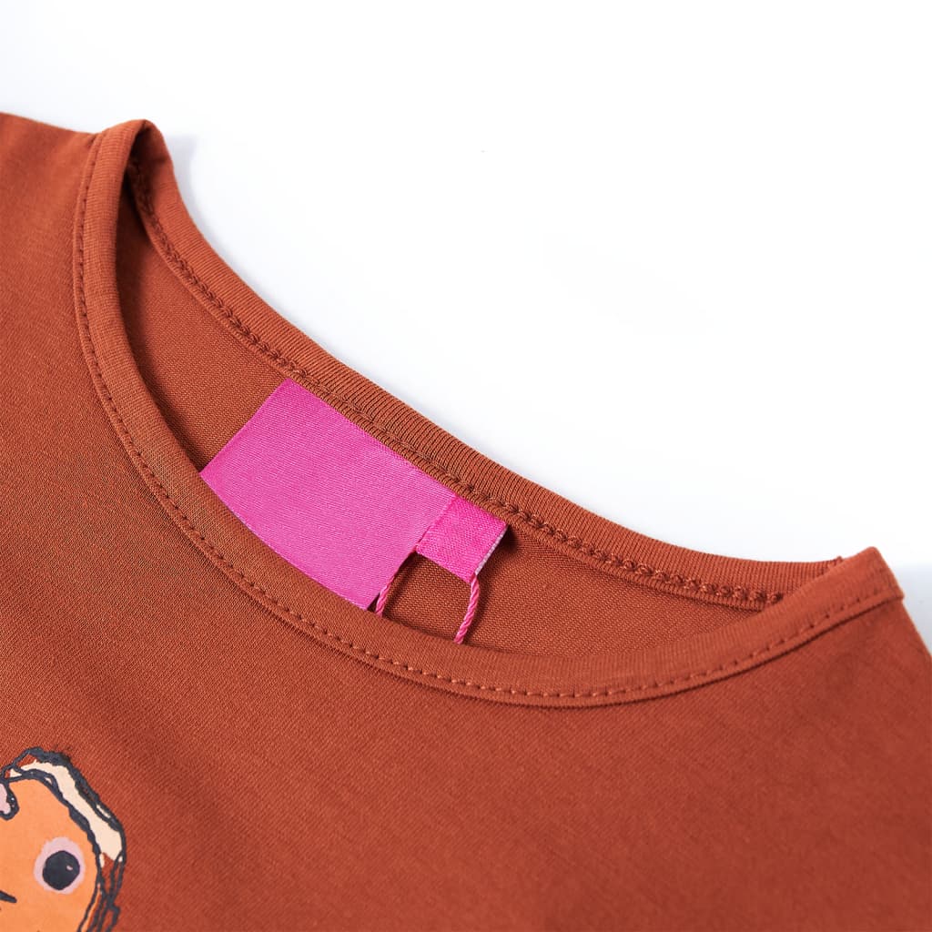 Kindershirt met lange mouwen 104 cognackleurig is nu te koop bij PeponiXL, paradijselijk wonen!