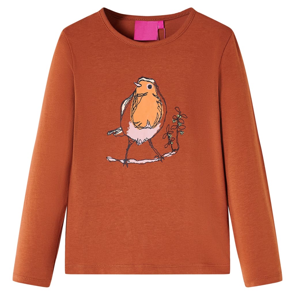 Kindershirt met lange mouwen 116 cognackleurig is nu te koop bij PeponiXL, paradijselijk wonen!