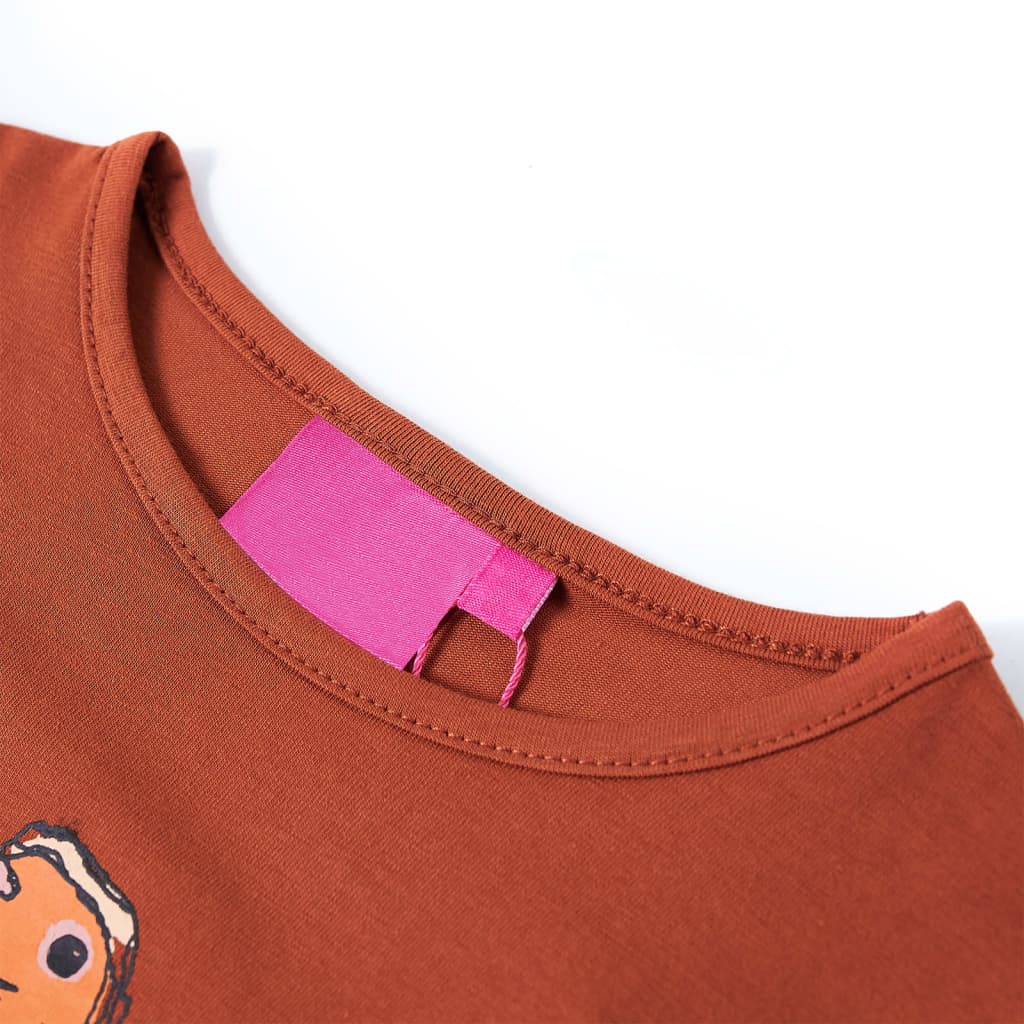 Kindershirt met lange mouwen 116 cognackleurig is nu te koop bij PeponiXL, paradijselijk wonen!