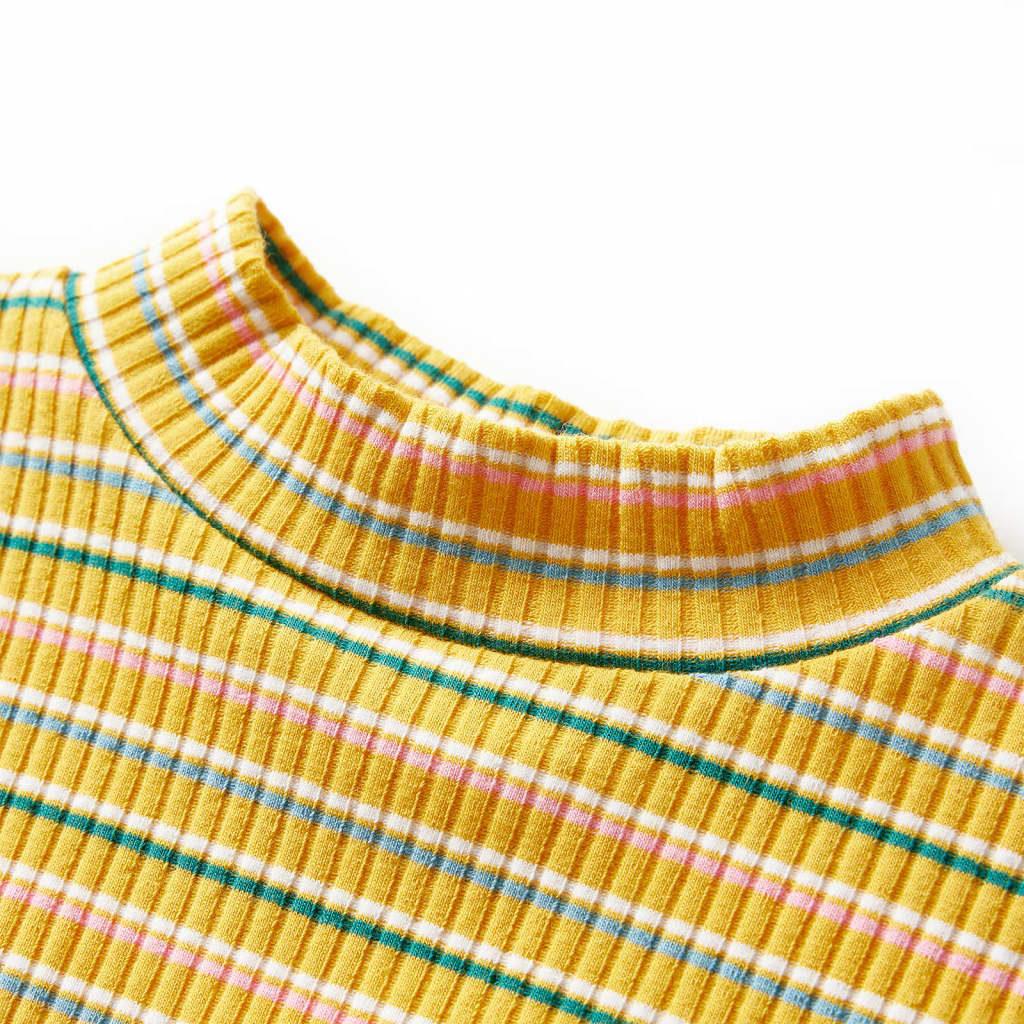Kindershirt met lange mouwen 104 gestreept okerkleurig is nu te koop bij PeponiXL, paradijselijk wonen!