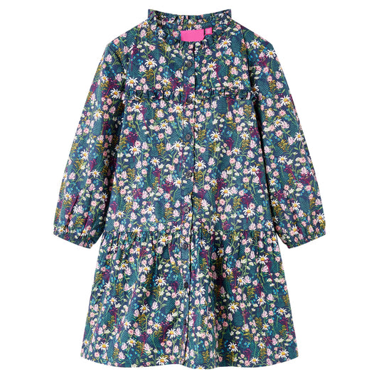 Kinderjurk met lange mouwen 104 donkerblauw is nu te koop bij PeponiXL, paradijselijk wonen!