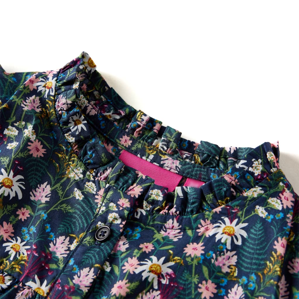 Kinderjurk met lange mouwen 104 donkerblauw is nu te koop bij PeponiXL, paradijselijk wonen!