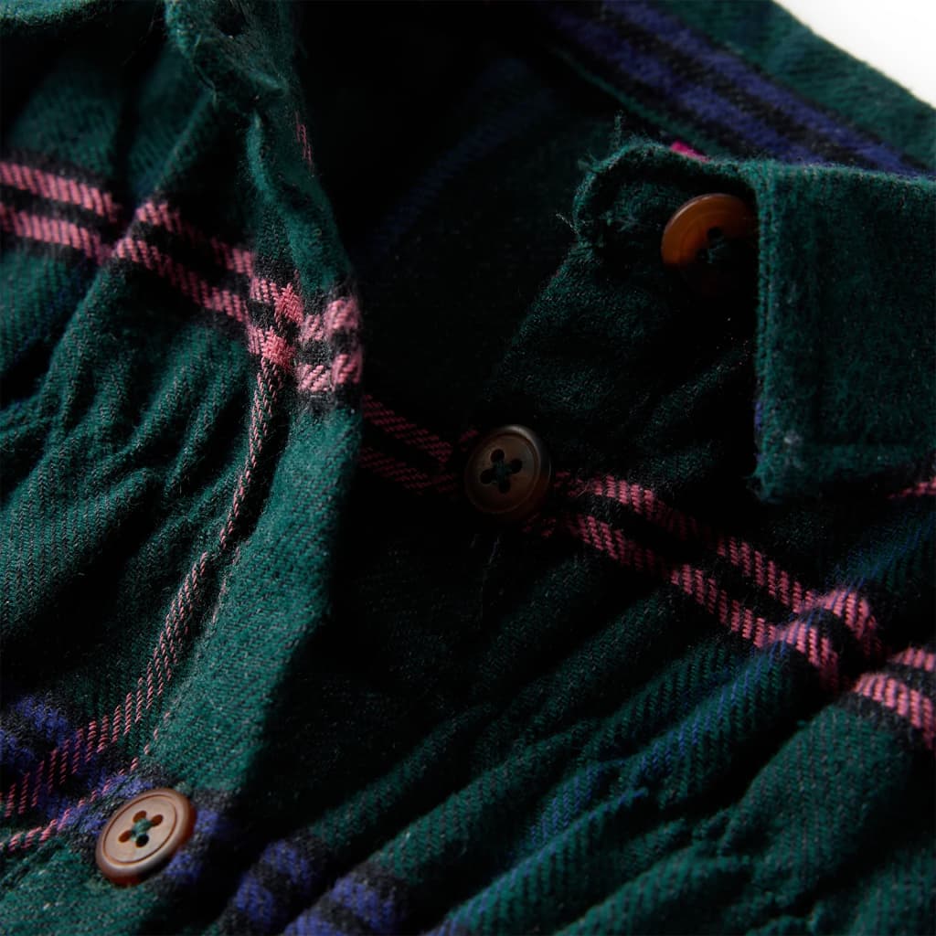 Kinderjurk met lange mouwen en ruches 92 donkergroen is nu te koop bij PeponiXL, paradijselijk wonen!