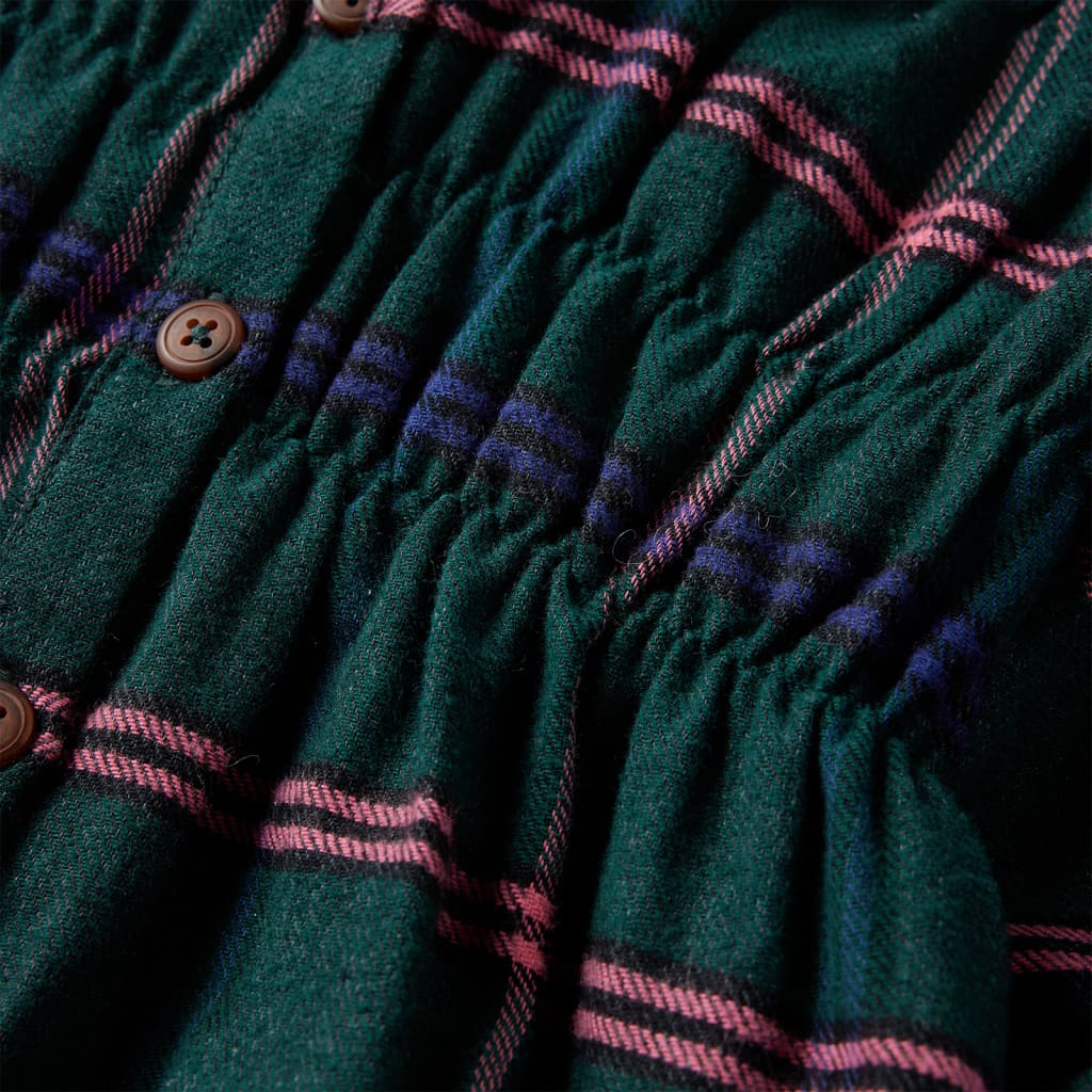 Kinderjurk met lange mouwen en ruches 92 donkergroen is nu te koop bij PeponiXL, paradijselijk wonen!