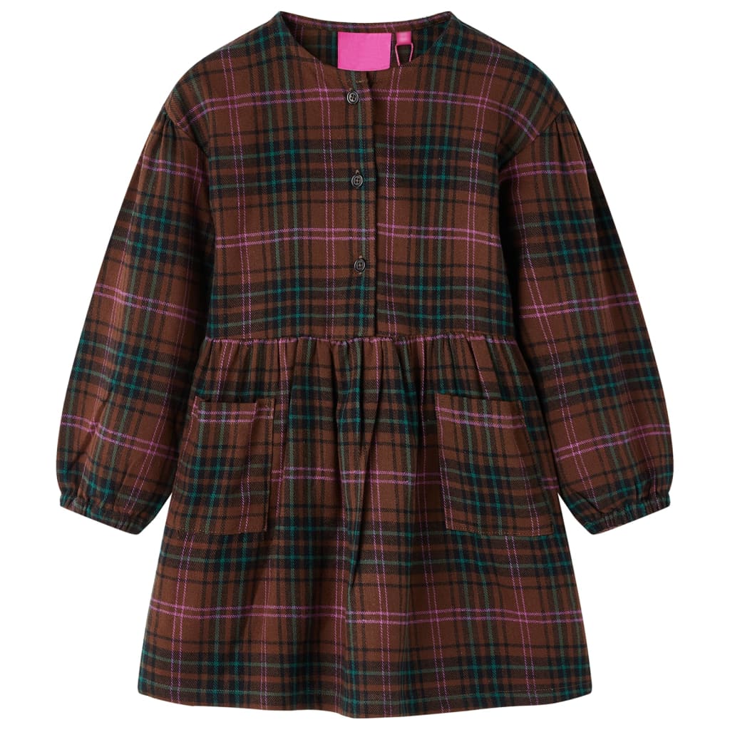 Kinderjurk met lange mouwen 104 cognackleurig is nu te koop bij PeponiXL, paradijselijk wonen!