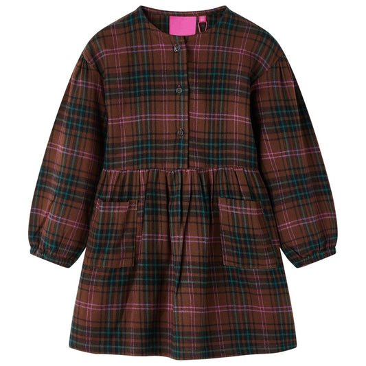 Kinderjurk met lange mouwen 104 cognackleurig is nu te koop bij PeponiXL, paradijselijk wonen!