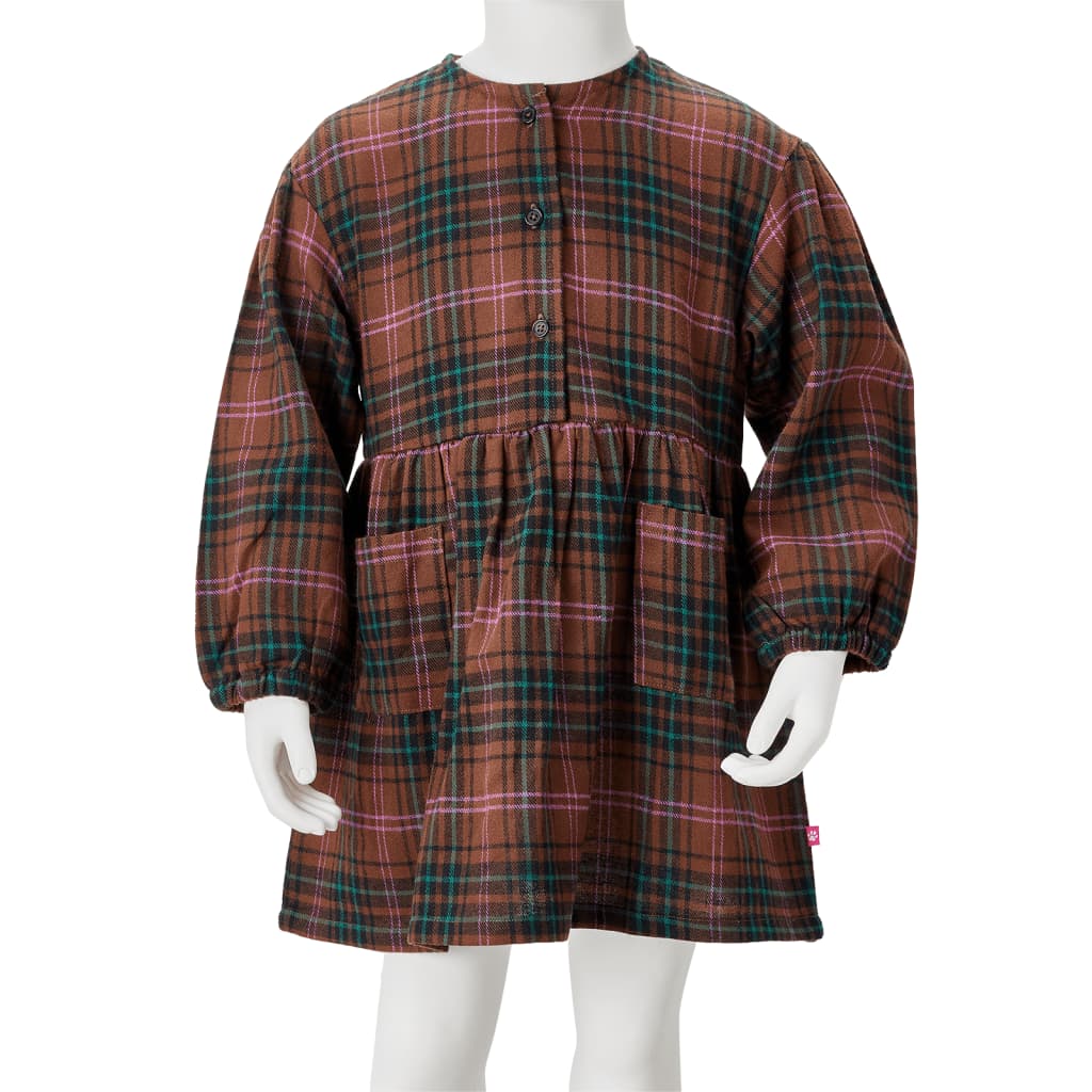 Kinderjurk met lange mouwen 104 cognackleurig is nu te koop bij PeponiXL, paradijselijk wonen!