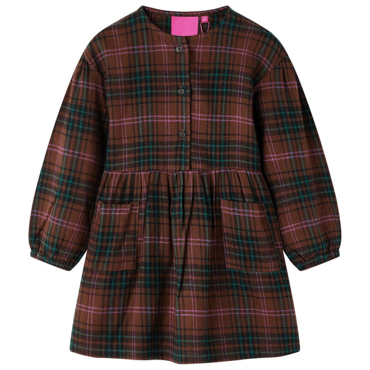 Kinderjurk met lange mouwen 116 cognackleurig is nu te koop bij PeponiXL, paradijselijk wonen!