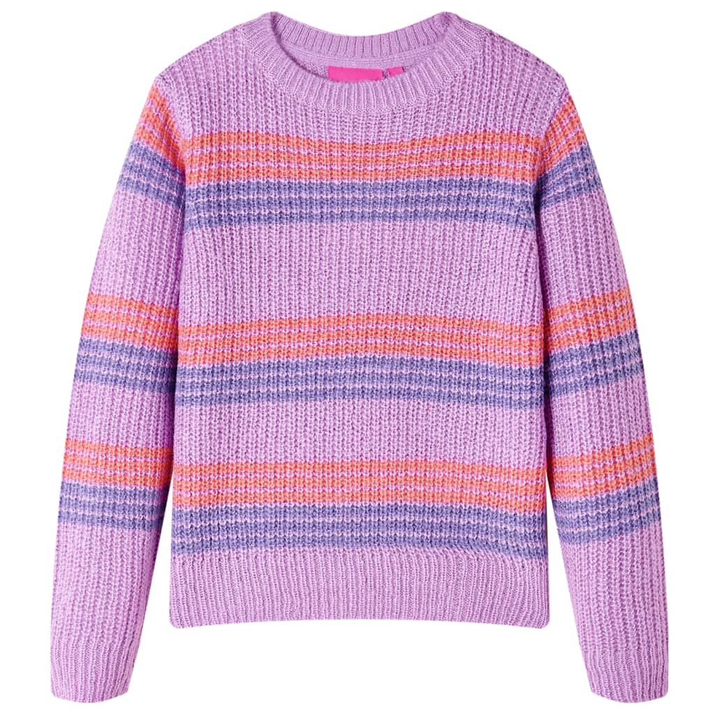 Kindertrui gebreid met strepen 92 lila en roze is nu te koop bij PeponiXL, paradijselijk wonen!