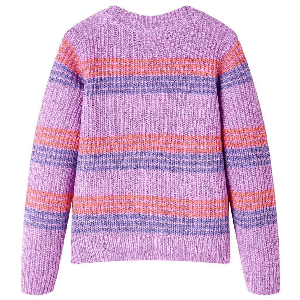 Kindertrui gebreid met strepen 92 lila en roze is nu te koop bij PeponiXL, paradijselijk wonen!