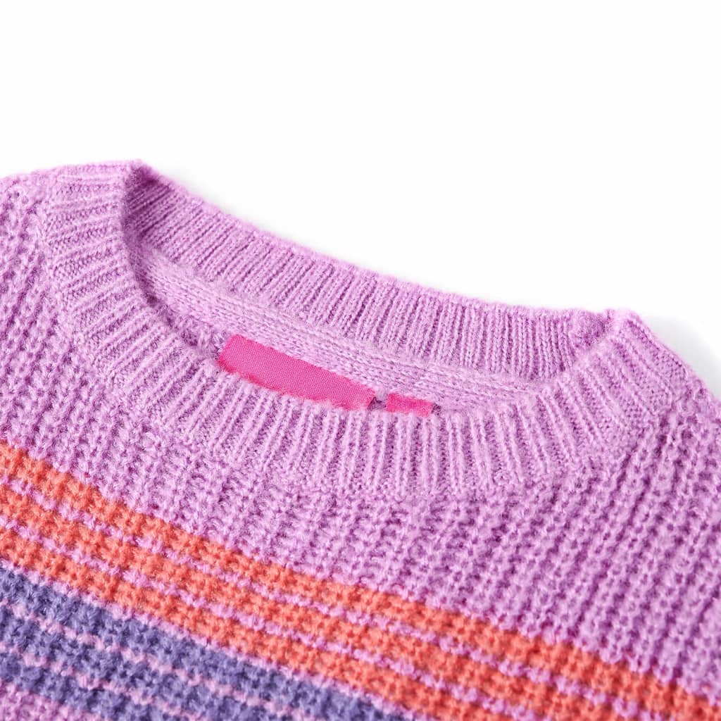 Kindertrui gebreid met strepen 104 lila en roze is nu te koop bij PeponiXL, paradijselijk wonen!