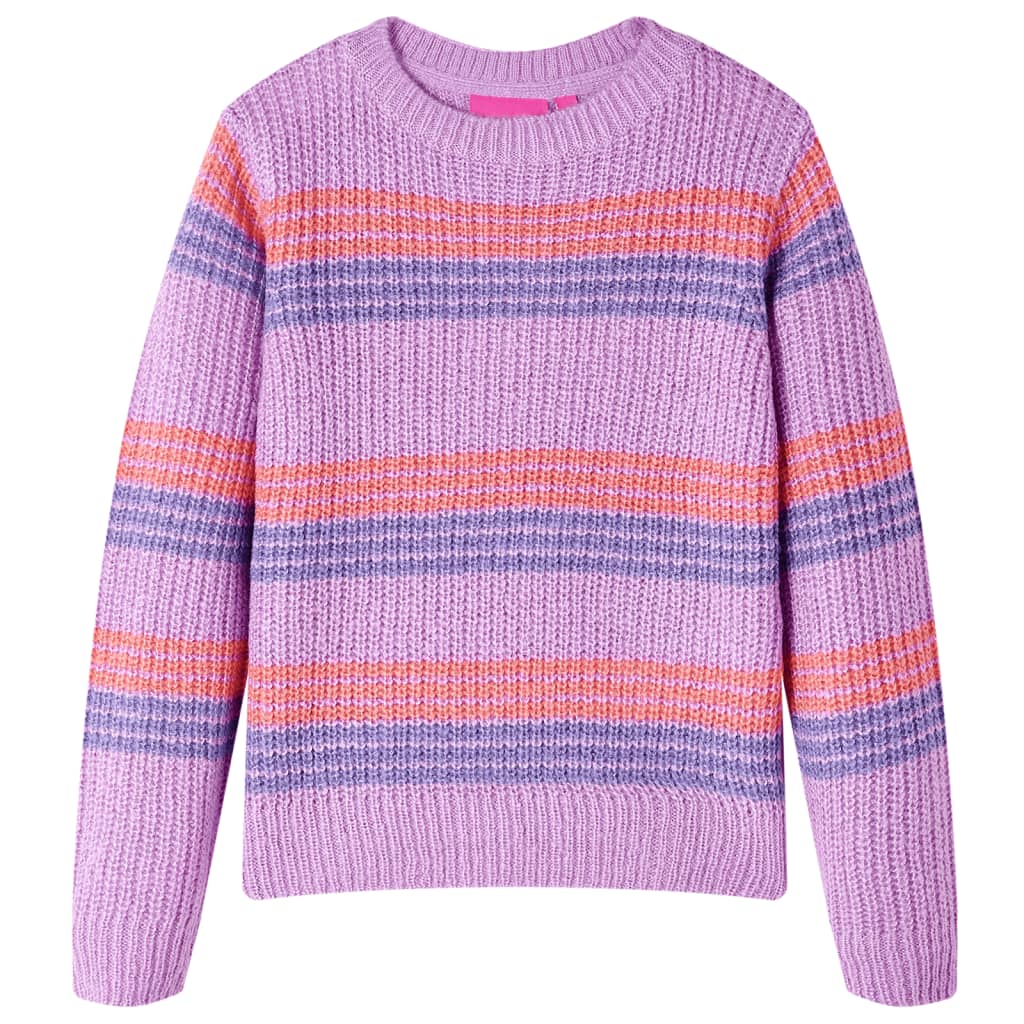 Kindertrui gebreid met strepen 140 lila en roze is nu te koop bij PeponiXL, paradijselijk wonen!