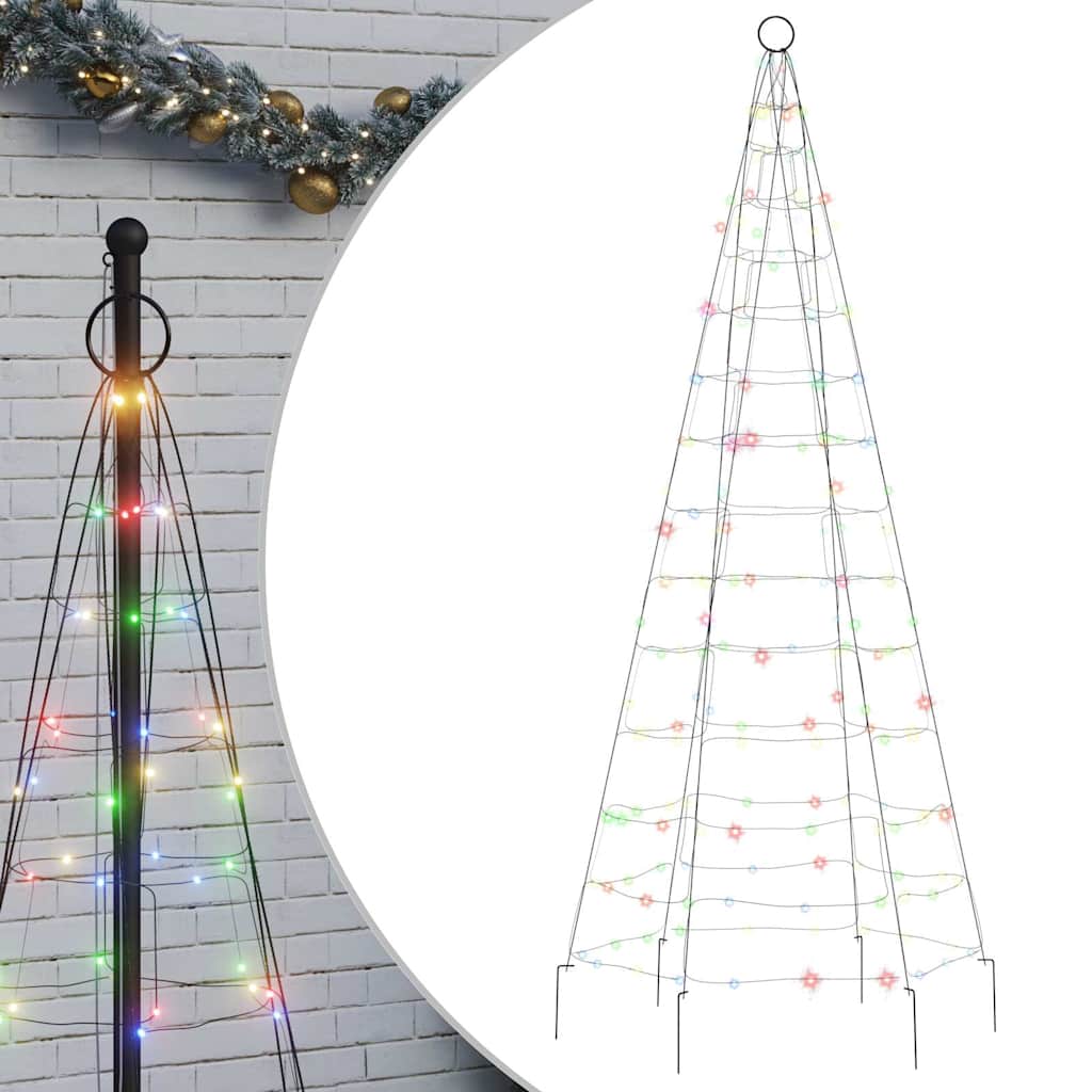 LED-kerstboom op vlaggenmast 200 LEDs kleurrijk 180 cm is nu te koop bij PeponiXL, paradijselijk wonen!