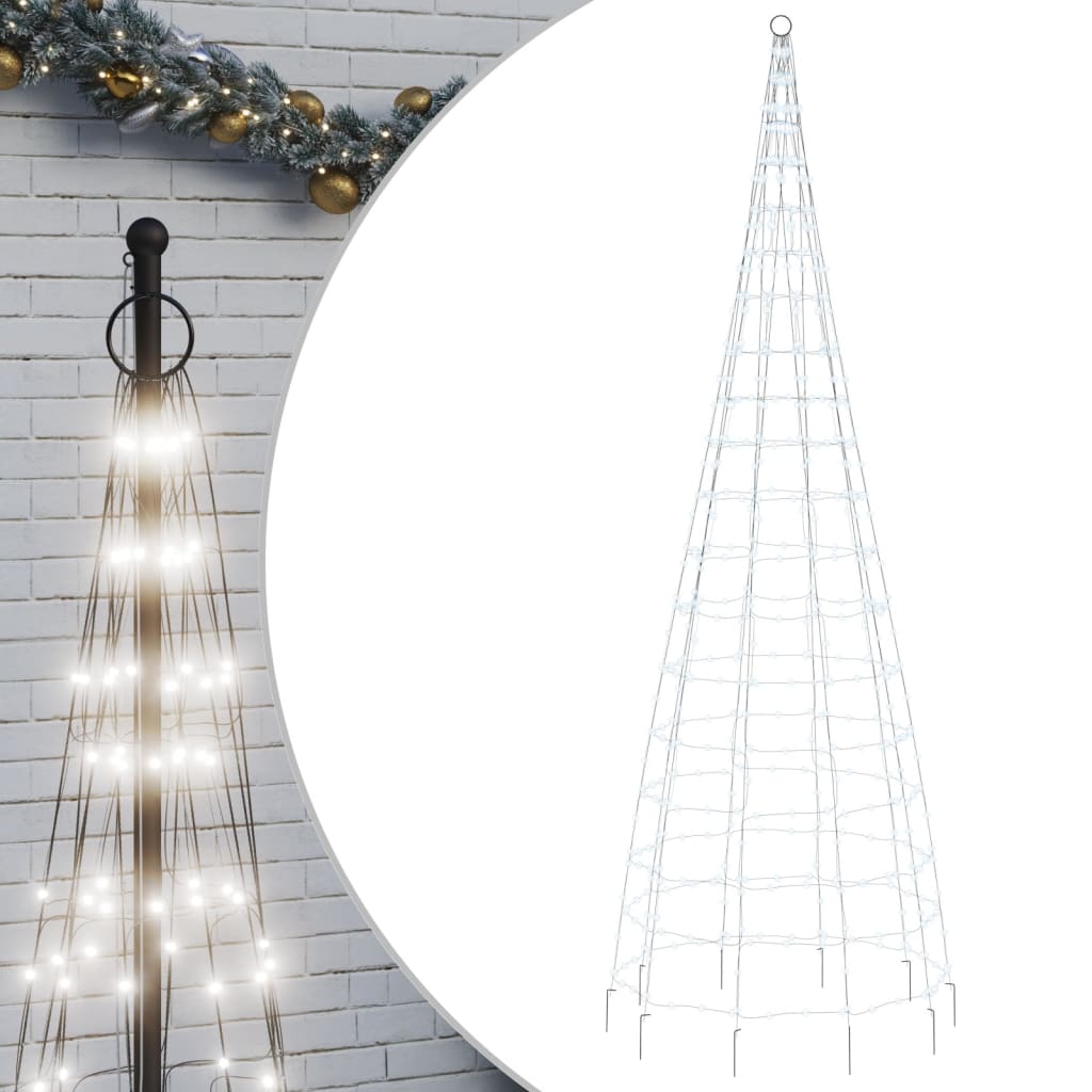 LED-kerstboom aan vlaggenmast 550 LEDs koud wit 300 cm is nu te koop bij PeponiXL, paradijselijk wonen!