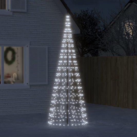 LED-kerstboom aan vlaggenmast 550 LEDs koud wit 300 cm is nu te koop bij PeponiXL, paradijselijk wonen!