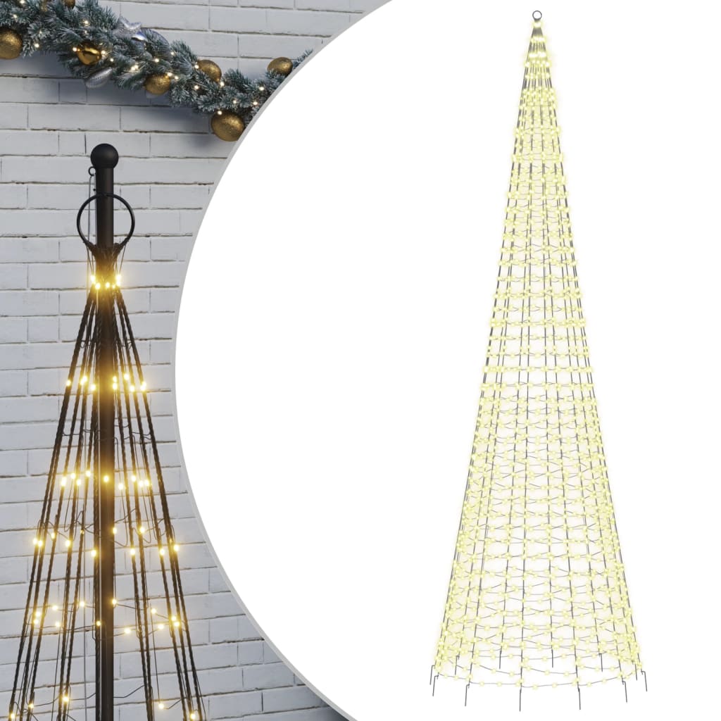 LED-kerstboom aan vlaggenmast 1534 LEDs warm wit 500 cm is nu te koop bij PeponiXL, paradijselijk wonen!