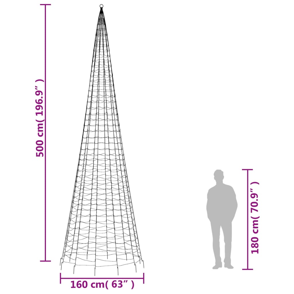 Lichtkegel aan vlaggenmast 1534 koudwitte LED's 500 cm is nu te koop bij PeponiXL, paradijselijk wonen!