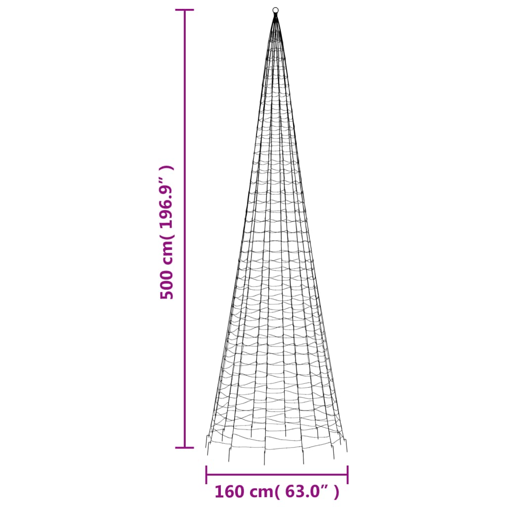 Lichtkegel aan vlaggenmast 1534 koudwitte LED's 500 cm is nu te koop bij PeponiXL, paradijselijk wonen!