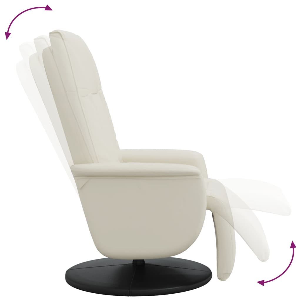 Fauteuil verstelbaar met voetensteun kunstleer crèmekleurig is nu te koop bij PeponiXL, paradijselijk wonen!