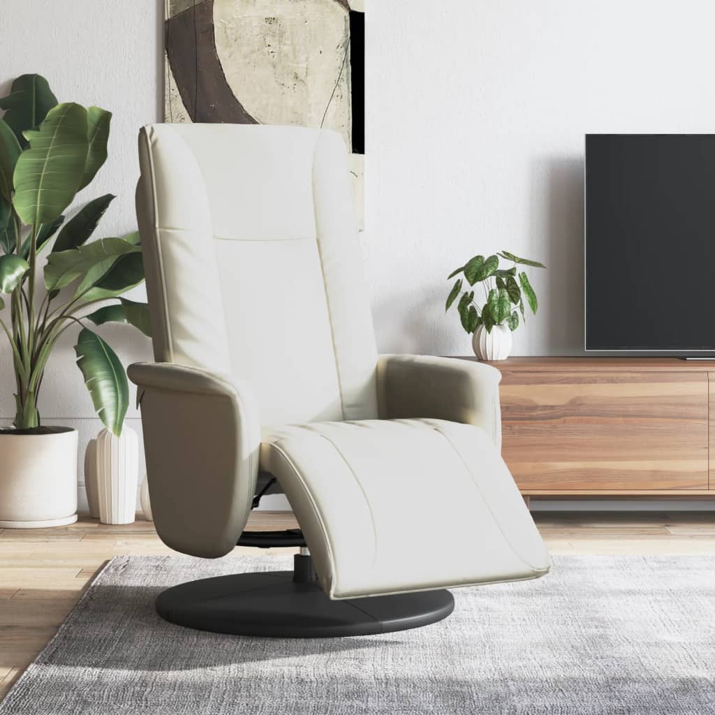 Fauteuil verstelbaar met voetensteun kunstleer crèmekleurig is nu te koop bij PeponiXL, paradijselijk wonen!