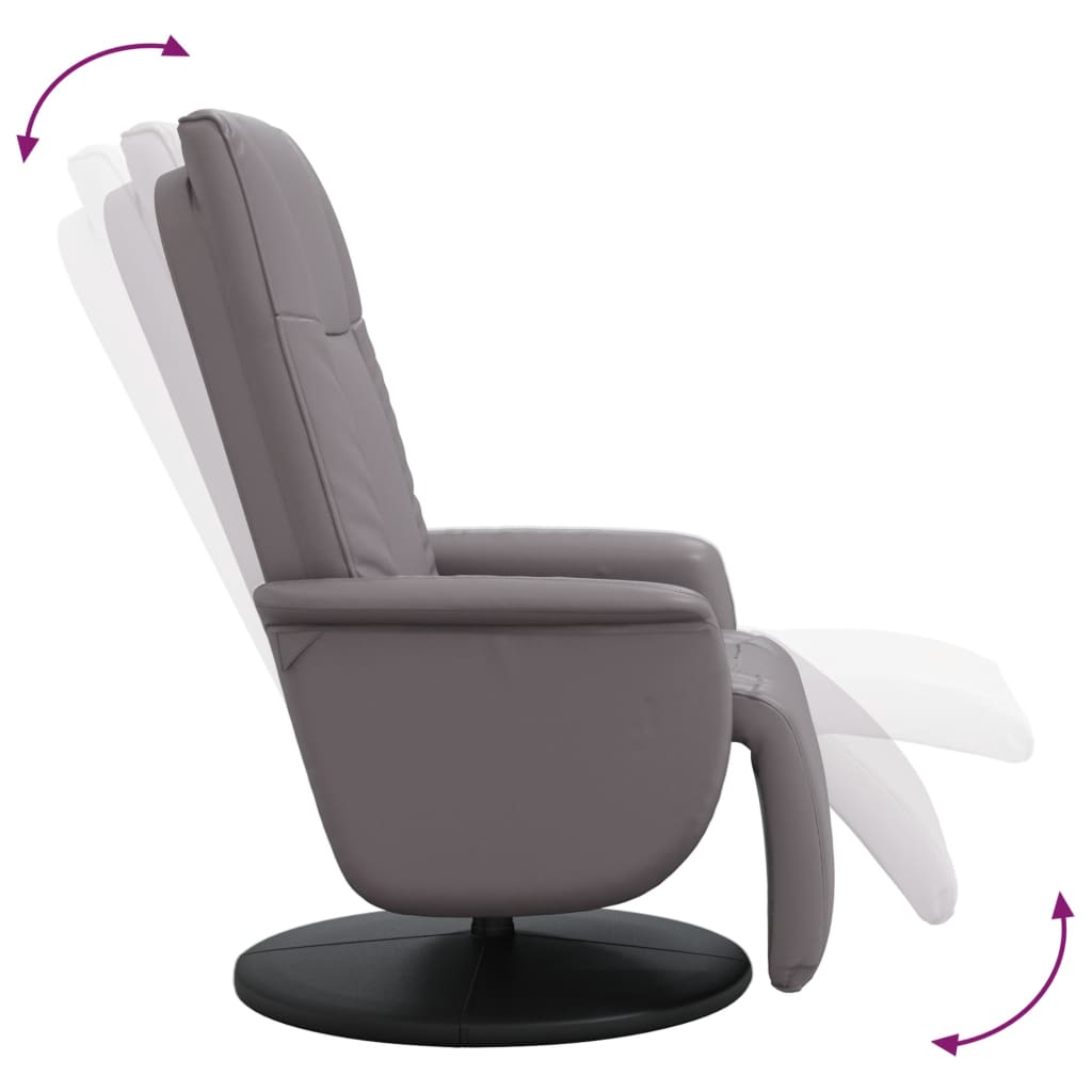 Fauteuil verstelbaar met voetensteun kunstleer grijs is nu te koop bij PeponiXL, paradijselijk wonen!