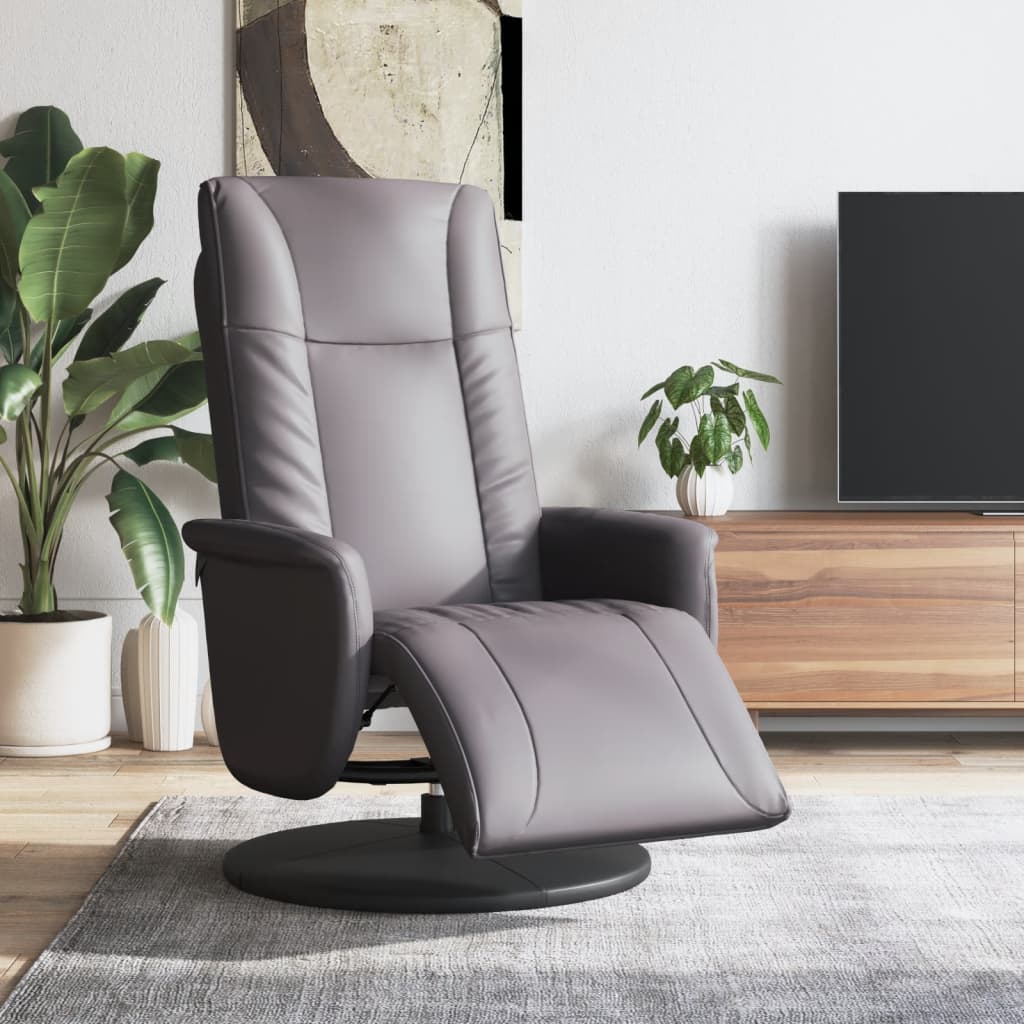 Fauteuil verstelbaar met voetensteun kunstleer grijs is nu te koop bij PeponiXL, paradijselijk wonen!
