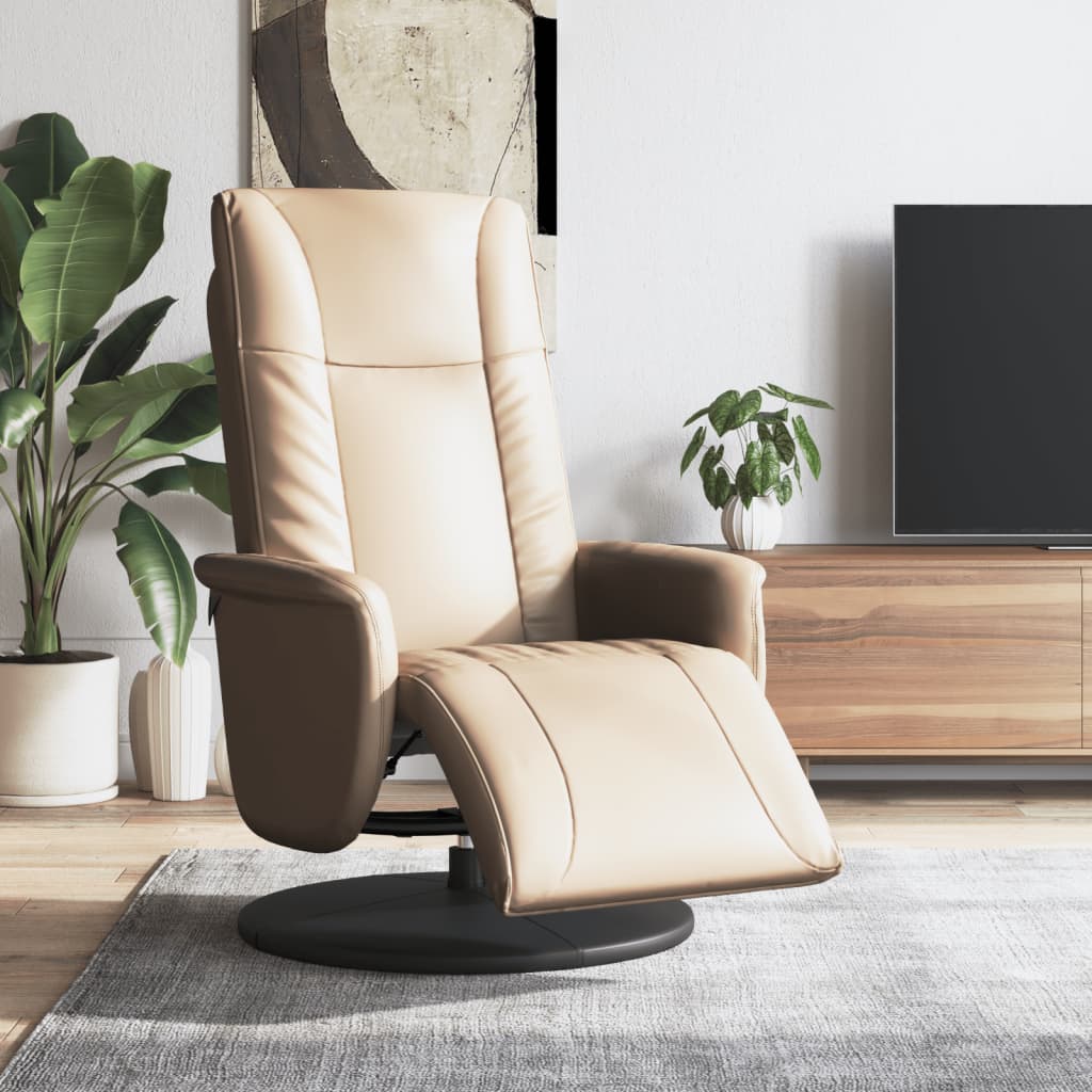 Fauteuil verstelbaar met voetensteun kunstleer cappuccinokleur is nu te koop bij PeponiXL, paradijselijk wonen!