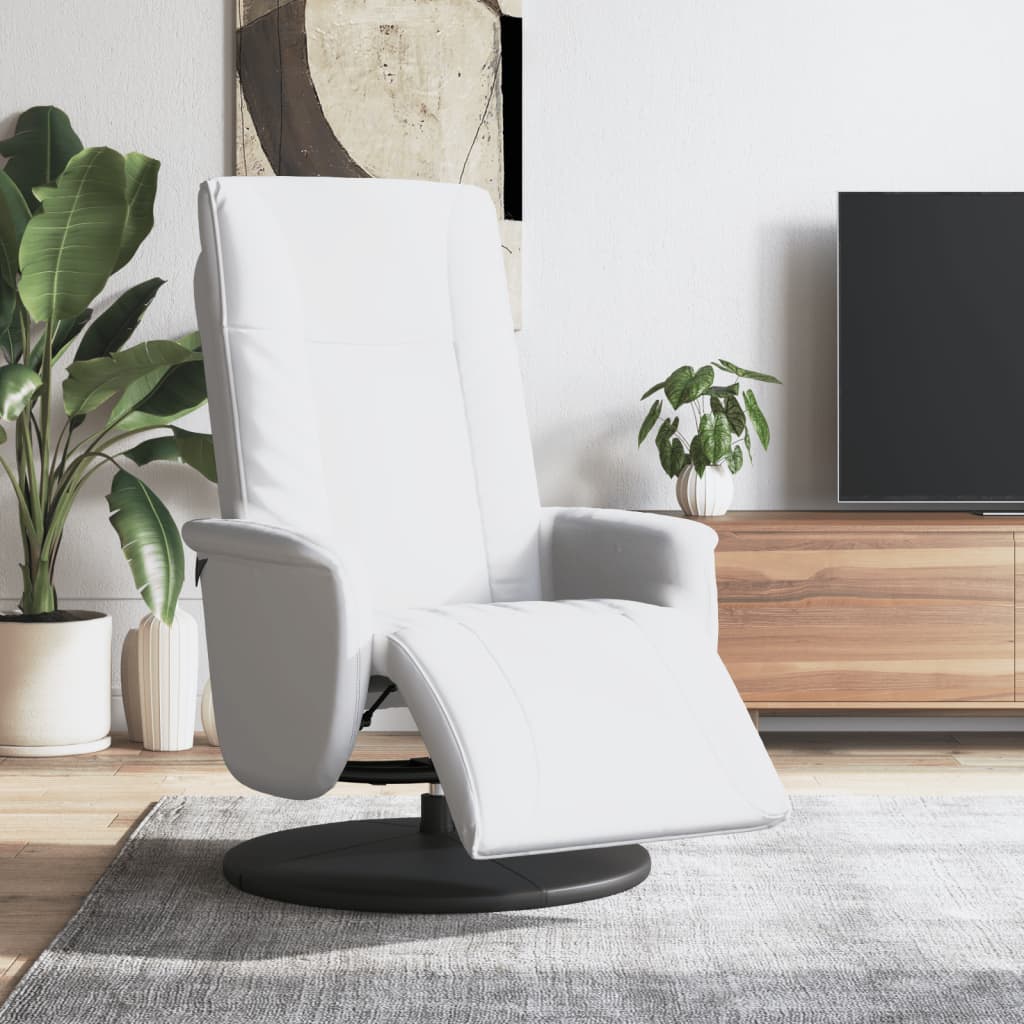 Fauteuil verstelbaar met voetensteun kunstleer wit is nu te koop bij PeponiXL, paradijselijk wonen!