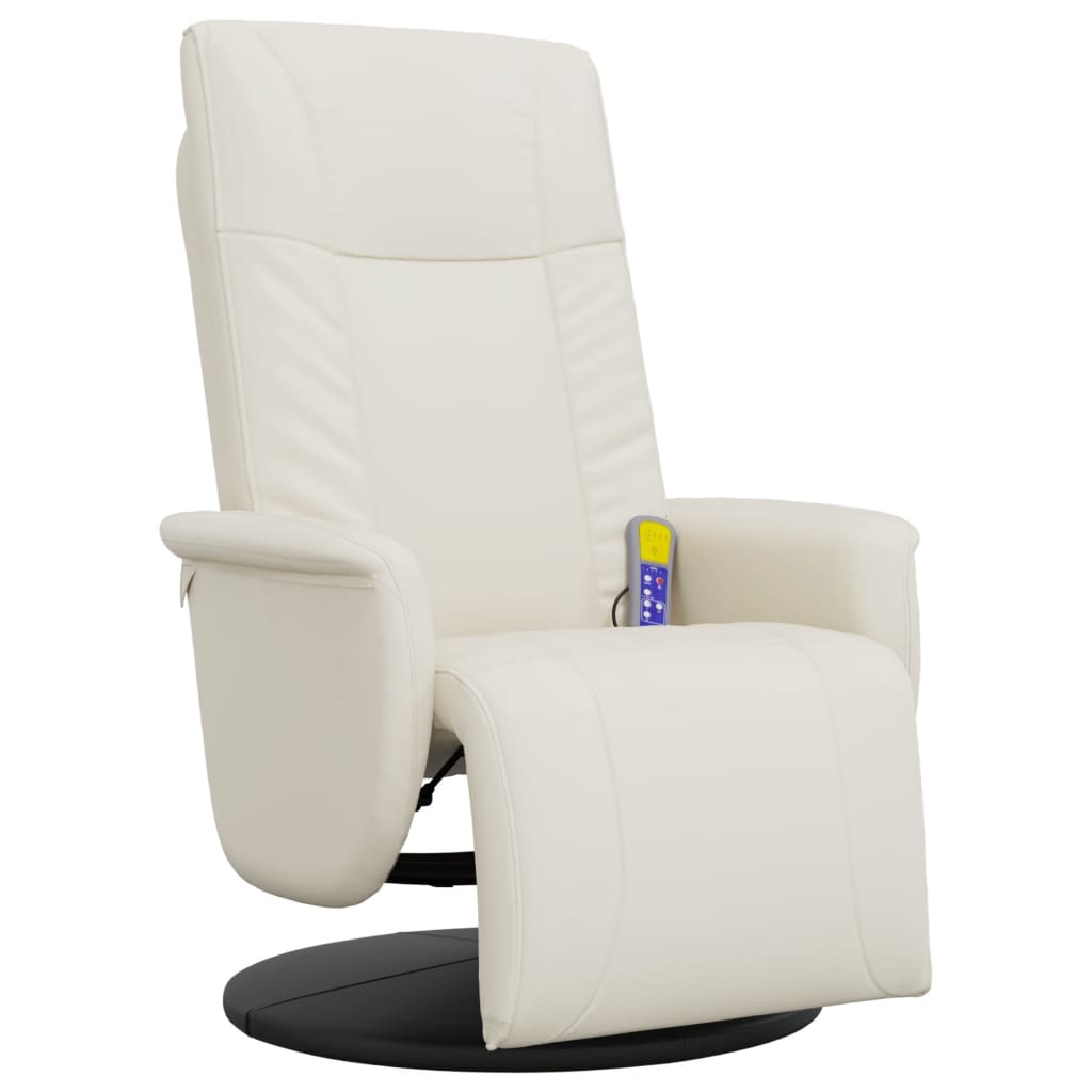 Massagestoel verstelbaar met voetensteun kunstleer crèmekleurig is nu te koop bij PeponiXL, paradijselijk wonen!