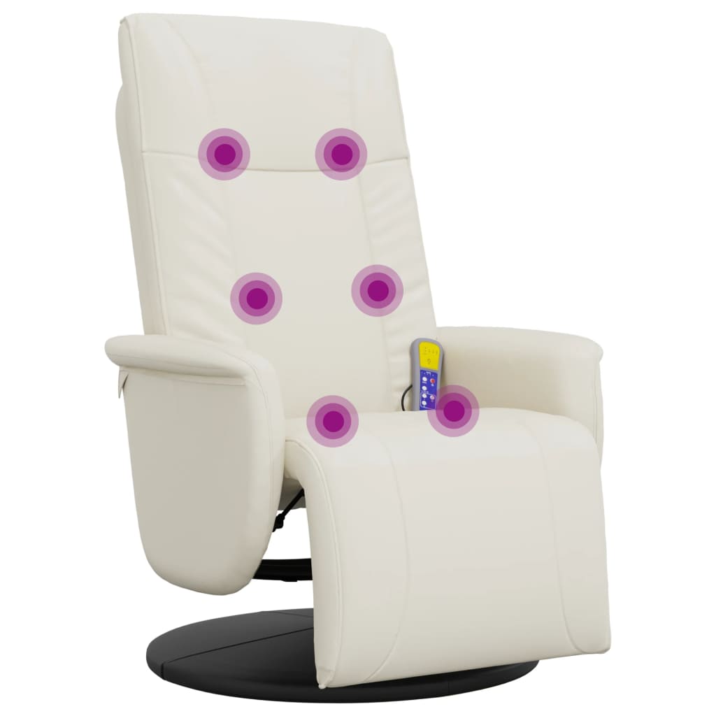 Massagestoel verstelbaar met voetensteun kunstleer crèmekleurig is nu te koop bij PeponiXL, paradijselijk wonen!